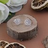 Silver Cubic Zirconia Halo Flower Stud Earrings - 10mm - F04039 Alternative Image