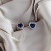 Silver Blue Cubic Zirconia Heart Halo Stud Earrings - 9mm - F04042 Alternative Image