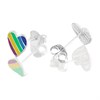 Silver Rainbow Heart Stud Earrings - 8mm - F04046 Alternative Image