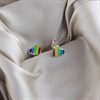 Silver Rainbow Heart Stud Earrings - 8mm - F04046 Alternative Image