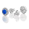 Silver Imitation Opal And Crystal Stud Earrings - 7mm - F04048 Alternative Image