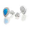 Silver Imitation Opal And Crystal Stud Earrings - 10mm - F04050 Alternative Image