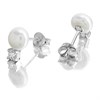 Silver Cubic Zirconia And Freshwater Pearl Stud Earrings - 10mm - F04053 Alternative Image