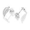 Silver Cubic Zirconia Leaf Stud Earrings - 8mm - F04055 Alternative Image