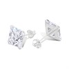 Silver Square Cubic Zirconia Stud Earrings - 10mm - F04059 Alternative Image