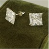 Silver Square Cubic Zirconia Stud Earrings - 10mm - F04059 Alternative Image