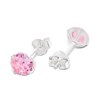 Silver Pink Cubic Zirconia Stud Earrings - 6mm - F04060 Alternative Image