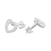 Silver Open Heart C.Z. Stud Earrings - 9mm - F04067 Alternative Image