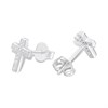 Silver C.Z. Cross Stud Earrings - 9mm - F04069 Alternative Image