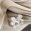 Silver C.Z. Cross Stud Earrings - 9mm - F04069 Alternative Image