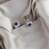 Silver Blue Cubic Zirconia Square Cluster Stud Earrings - 6mm - F04126 Alternative Image