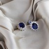 Silver Blue Cubic Zirconia Oval Cluster Stud Earrings - 12mm - F04129 Alternative Image