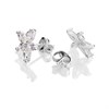 Silver Cubic Zirconia Flower Stud Earrings - 10mm - F04169 Alternative Image