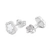 Silver C.Z. Mother Of Pearl Flower Stud Earrings - F04203 Alternative Image