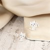 Silver Cat Cubic Zirconia Stud Earrings - F04205 Alternative Image