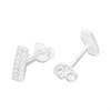 Silver Cubic Zirconia Bar Stud Earrings - 8mm - F04207 Alternative Image