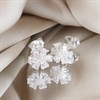 Silver Pear CZ Flower Cluster Stud Earrings - F04218 Alternative Image