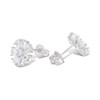 Silver Pear Cubic Zirconia Flower Stud Earrings- 10mm - F04222 Alternative Image