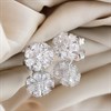 Silver Pear Cubic Zirconia Flower Stud Earrings- 10mm - F04222 Alternative Image