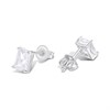 Silver Sparkle Cut CZ Rectangle Stud Earrings- 7mm - F04224 Alternative Image