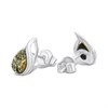 Silver Green Amber Teardrop Stud Earrings - F04228 Alternative Image