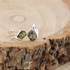 Silver Green Amber Teardrop Stud Earrings - F04228 Alternative Image