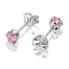 Silver Pink Cubic Zirconia Stud Earrings - 4mm - F0422 Alternative Image
