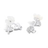 Silver Mother Of Pearl CZ Flower Stud Earrings - F04231 Alternative Image