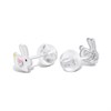 Silver Enamel Rabbit Crystal Stud Earrings- 7mm - F04233 Alternative Image