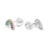 Silver Enamel Crystal Rainbow Stud Earrings- 10mm - F04234 Alternative Image
