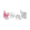 Silver Pink Enamel Crystal Butterfly Earrings - F04235 Alternative Image