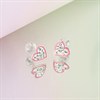 Silver Pink Crystal Heart Stud Earrings- 8mm - F04236 Alternative Image