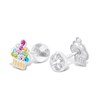 Silver Multi Crystal Cupcake Stud Earrings- 7mm - F04237 Alternative Image