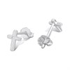 Silver Diamond Cross Stud Earrings- 7mm - F04240 Alternative Image