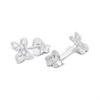 Silver CZ Flower Stud Earrings - F04243 Alternative Image