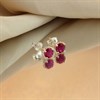 Silver Red CZ Stud Earrings- 5mm - F04252 Alternative Image
