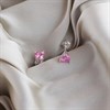 Silver Pink Cubic Zirconia Heart Stud Earrings - 6mm - F0429 Alternative Image