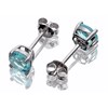 Silver Turquoise Cubic Zirconia Stud Earrings - 6mm - F0432 Alternative Image