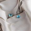 Silver Turquoise Cubic Zirconia Stud Earrings - 6mm - F0432 Alternative Image