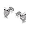 Silver Cubic Zirconia Owl Stud Earrings - 10mm - F0440 Alternative Image