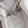 Silver Square Lavender Cubic Zirconia Stud Earrings - 6mm - F0441 Alternative Image