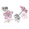 Silver Pink Resin Crystal Flower Stud Earrings - 8mm - F0445 Alternative Image