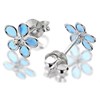 Silver Blue Resin And Crystal Flower Stud Earrings - 8mm - F0464 Alternative Image