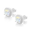 Silver Cubic Zirconia Cushion Cluster Stud Earrings - 10mm - F0465 Alternative Image