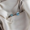Silver Aqua Crystal Duck Stud Earrings - 7mm - F0475 Alternative Image