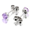 Silver Lilac Cubic Zirconia Stud Earrings - 4mm - F0493 Alternative Image