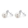 Silver Cubic Zirconia And Simulated Pearl Stud Earrings - 12mm - F11006 Alternative Image
