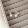 Silver Simulated Pearl And Crystal Stud Earrings - 13mm - F11023 Alternative Image