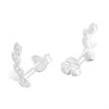 Silver Four Leaf Cubic Zirconia Earrings - 12mm - F11030 Alternative Image