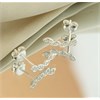 Silver Four Leaf Cubic Zirconia Earrings - 12mm - F11030 Alternative Image